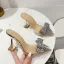 Charmant Champagne Été Soirée Sandales Femme 2022 Faux Diamant Noeud 9 cm Talons Aiguilles À Bout Pointu Sandales Talons Hauts