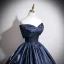 Vintage Marino Oscuro Satén Vestidos de gala 2025 Ball Gown Bowknot Sin Tirantes Sin Mangas Sin Espalda Largos Vestidos Formales