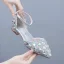Bling Bling Champagne Rhinestone Platt Brudskor 2024 Ankelband Spetsiga Bröllop Sandaler
