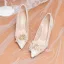 Charming Champagne Lace Pearl Sequins Wedding Shoes 2022 Rhinestone 8 cm Stiletto Heels Pointed Toe Wedding Pumps High Heels