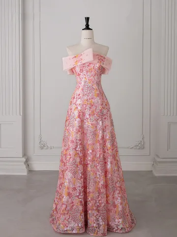 Mooie Prachtige Blozen Roze Multi Kleuren Pailletten Galajurken 2025 A Lijn Strapless Mouwloos Ruglooze Lange Gelegenheid Jurken