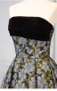 Vintage / Retro Black Floral Prom Dresses 2025 A-Line / Princess Strapless Sleeveless Backless Sweep Train Formal Dresses