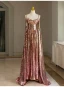Scintillantes Sexy Doré Paillettes Robe De Bal 2024 Princesse Bretelles Spaghetti Sans Manches Dos Nu Train De Balayage Promo Robe De Ceremonie