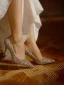 Glittrande Champagne Läder Paljetter Brudskor 2026 6 cm Stilettklackar Spetsiga Bröllop Pumps
