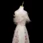 Flower Fairy Sparkly Champagne Appliques Sequins Prom Dresses 2025 A-Line / Princess Off-The-Shoulder Short Sleeve Backless Floor-Length / Long Formal Dresses