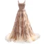 Scintillantes Doré Fait main Perlage Paillettes Robe De Soirée 2022 Princesse U-Cou Sans Manches Dos Nu Train De Balayage Promo Robe De Ceremonie