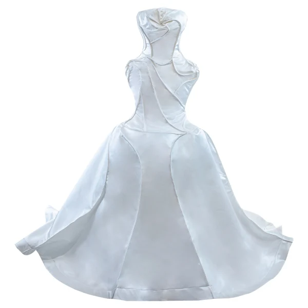 Haut de Gamme Ivoire Satin Trompette / Sirène Robe De Mariée 2022 Bustier Sans Manches Dos Nu Tribunal Train Mariage