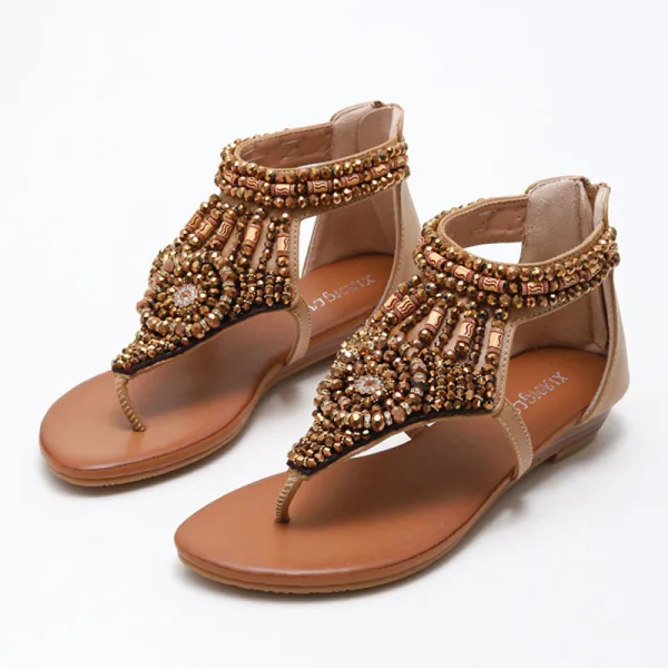 Römisch Schwarz Sommer Strand Strass Sandalen Damen 2022 Knöchelriemen Flache Peeptoes Sandaletten