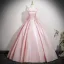 Schön Rosa Satin Ballkleider 2025 Ballkleid Eckiger Ausschnitt Ärmellos Rückenfreies Schleife Lange Festliche Kleider