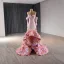High-end Flower Fairy Blushing Pink Appliques Asymmetrical Prom Dresses 2024 Trumpet / Mermaid Strapless Long Sleeve Backless Prom Formal Dresses