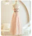 Chic / Beautiful Blushing Pink Beading Bridesmaid Dresses 2023 A-Line / Princess Short Sleeve Backless Sash Floor-Length / Long Bridesmaid Dresses