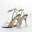 Charmant Sexy Silber Abend Kristall Sandalen Damen 2022 Strass Knöchelriemen 9 cm Stilettos Peeptoes Sandaletten Hochhackige