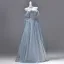 Bling Bling Himmelblau Strass Pailletten Applikationen Ballkleider 2026 A Linie Off Shoulder Kurze Ärmel Rückenfreies Lange Festliche Kleider