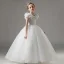 Chic / Belle Blanche Étoile Paillettes Papillon Brodé Mariage Robe Ceremonie Fille 2025 Robe Boule Encolure Dégagée Manches Courtes Longue Robe Ceremonie Fille