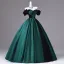 Vintage Dunkelgrün Ballkleider 2026 Ballkleid Off Shoulder Geschwollenes Kurze Ärmel Rückenfreies Lange Festliche Kleider