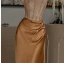 Sexy Doré Paillettes Fendue devant Robe De Bal 2024 Trompette / Sirène Bustier Sans Manches Dos Nu Longue Promo Robe De Ceremonie