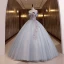 Chic / Beautiful Sky Blue Sequins Lace Flower Prom Dresses 2022 Ball Gown Strapless Sleeveless Backless Floor-Length / Long Formal Dresses