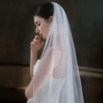 Vintage Retro White Glitter Rhinestone Wedding Veils 2025 2 M Tulle