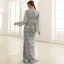 Chic / Belle Gris Perlage Paillettes Gland Vacances Robe De Soirée 2022 Trompette / Sirène V-Cou Manches Longues Fendue devant Longue Robe De Ceremonie