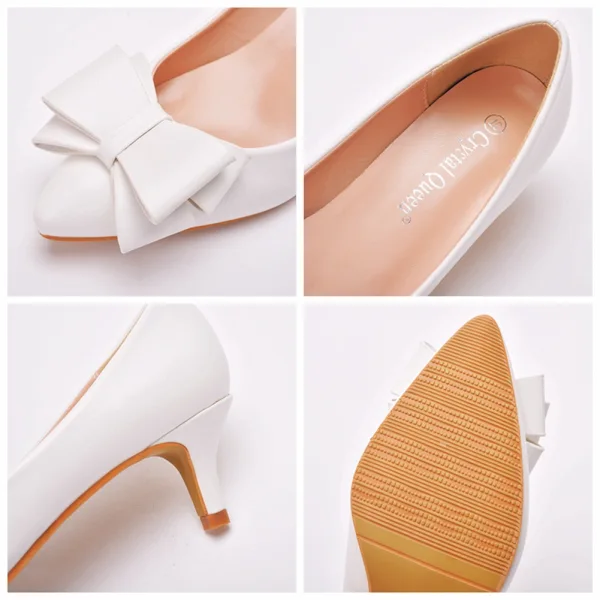 Schöne Weiß Büro OL Schleife Pumps 2022 5 cm Stilettos Spitzschuh Pumps Hochhackige