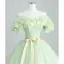 Elegant Sage Green Sequins Appliques Prom Dresses 2023 Ball Gown Off-The-Shoulder Sleeveless Backless Bow Sash Floor-Length / Long Formal Dresses