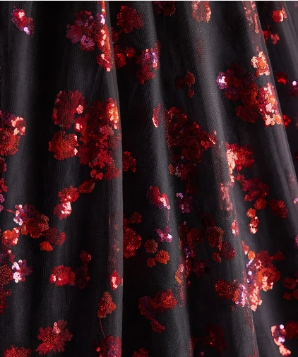Elegant Burgundy Sequins Flower Prom Dresses 2024 Ball Gown Strapless Sleeveless Backless Floor-Length / Long Prom Formal Dresses