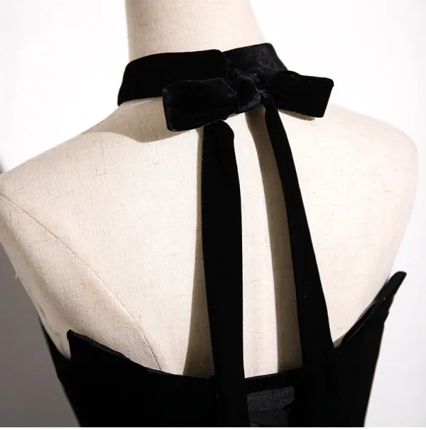 Sexy Black Evening Dresses 2025 Trumpet / Mermaid Strapless Sleeveless Backless Sweep Train Evening Party Formal Dresses
