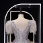 Scintillantes Argenté Gris Glitter Paillettes Robe De Bal 2023 Princesse Encolure Dégagée Manches Courtes Dos Nu Longue Promo Robe De Ceremonie