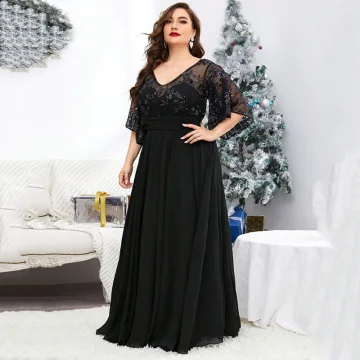 Chic Beautiful Black Lace Flower Plus Size Evening Dresses 2025 A Line Princess V Neck Short Sleeve Floor Length Long Tulle Evening Party Formal Dresses
