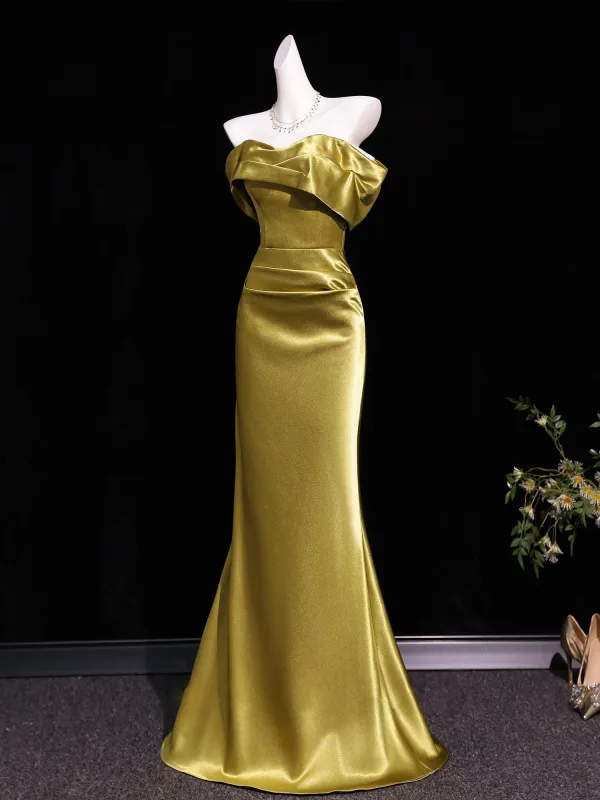 Charming Gold Evening Dresses 2026 Trumpet / Mermaid Strapless Sleeveless Backless Floor-Length / Long Formal Dresses