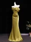 Charming Gold Evening Dresses 2026 Trumpet / Mermaid Strapless Sleeveless Backless Floor-Length / Long Formal Dresses