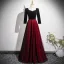 Vintage / Retro Burgundy Glitter Prom Dresses 2025 A-Line / Princess Square Neckline Long Sleeve Backless Floor-Length / Long Prom Formal Dresses