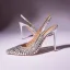 Sexy Silver Rhinestone Evening Party Womens Sandals 2025 Leather 10 cm Stiletto Heels Pointed Toe Sandals High Heels