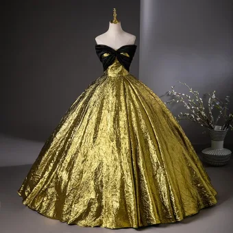 Vintage Zwarte Goud Baljurk Galajurken 2024 Strapless Mouwloos Ruglooze Lange Gala Gelegenheid Jurken