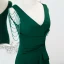 Chic / Beautiful Dark Green Satin Evening Dresses 2022 Trumpet / Mermaid V-Neck Sleeveless Beading Tassel Backless Floor-Length / Long Formal Dresses
