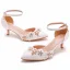 Chic / Belle Blanche En Dentelle Fleur Perle Faux Diamant Chaussure De Mariée 2023 Bride Cheville 5 cm Talons Aiguilles À Bout Pointu Mariage Talons Hauts