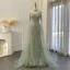 High-end Charming Gold Handmade  Beading Pearl Rhinestone Sequins Prom Dresses 2024 Trumpet / Mermaid High Neck Sleeveless Floor-Length / Long Prom
