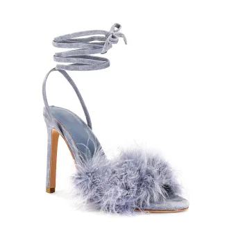 Mode Bleu Ciel Cocktail Soirée Sandales Femme 2022 Gland Bride Cheville 11 Cm Talons Aiguilles Peep Toes Bout Ouvert Sandales Talons Hauts