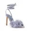 Fashion Sky Blue Cocktail Party Evening Party Womens Sandals 2022 Tassel Ankle Strap 11 cm Stiletto Heels Open / Peep Toe Sandals High Heels