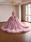 Luxe Bling Bling Rose Sombre Glitter Perlage Paillettes Robe De Bal 2026 Robe Boule Bustier Sans Manches Dos Nu Noeud Tribunal Train Robe De Ceremonie