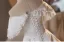 Elegant White Satin Flower Wedding Dresses 2025 A-Line / Princess Off-The-Shoulder Short Sleeve Backless Floor-Length / Long