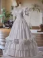 Vintage / Retro Medieval White Pearl Lace Flower Wedding Dresses 2025 Ball Gown Scoop Neck Short Sleeve Backless Floor-Length / Long Wedding
