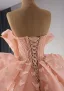 Fashion Luxury / Gorgeous Orange Butterfly Appliques Cascading Ruffles Prom Dresses 2024 Ball Gown Strapless Sleeveless Backless Chapel Train Prom Formal Dresses