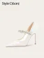 Elegante Weiß Strass Pailletten Brautschuhe 2025 10 cm Stilettos Spitzschuh Hochzeit Hochhackige