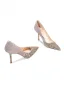 Glittrande Champagne Läder Paljetter Brudskor 2026 6 cm Stilettklackar Spetsiga Bröllop Pumps
