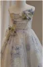Chic / Beautiful Grey Beading Glitter Flower Birthday Flower Girl Dresses 2024 A-Line / Princess Scoop Neck Sleeveless Backless Bow Floor-Length / Long Tulle
