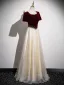 Elegant Black Pearl Rhinestone Sequins Prom Dresses 2026 A-Line / Princess Square Neckline Short Sleeve Backless
