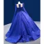 High-end Vintage / Retro Royal Blue Handmade  Beading Sequins Prom Dresses 2022 Ball Gown Scoop Neck Long Sleeve Court Train Prom Formal Dresses