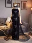 Sexy Black Sequins Evening Party Floor-Length / Long Cheongsam 2026 Trumpet / Mermaid Strapless Sleeveless Backless