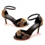 Charmant Schwarz Abend Strass Sandalen Damen 2023 Knöchelriemen 7 cm Stilettos Spitzschuh Sandaletten Hochhackige